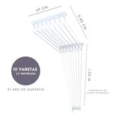 Varal Teto Individual 80cm X 10 Varetas - Em Alumínio Branco
