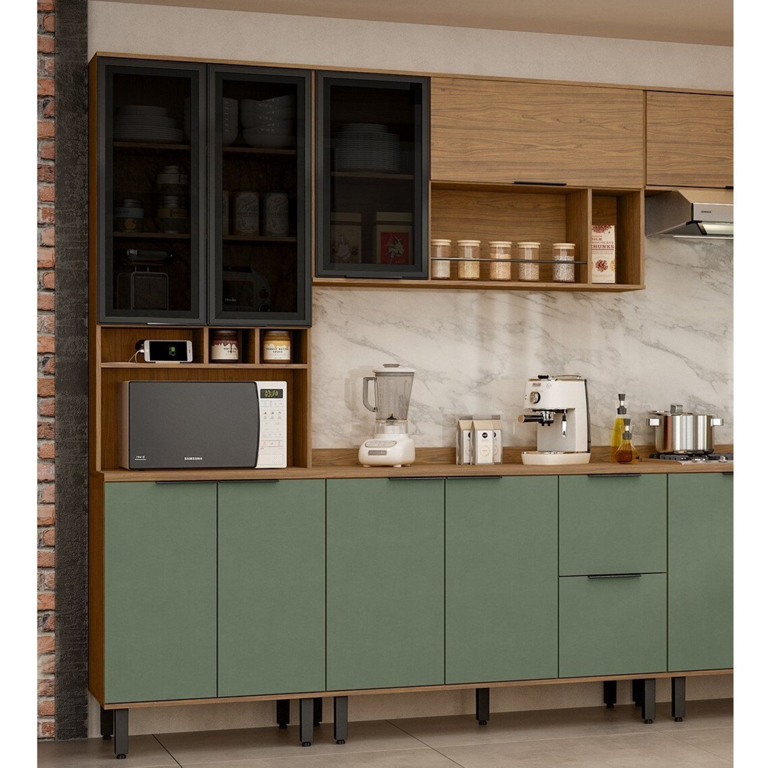 Paneleiro 70cm 4 Portas Toscana Espresso Móveis Freijó/jade