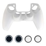 Capa Case Silicone Controle Ps5 + Par Grips Borracha Branca