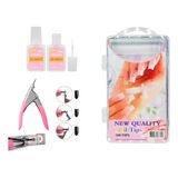 Kit Tips Cortador De Tips 2 Colas Com Pincel Manicure Unhas