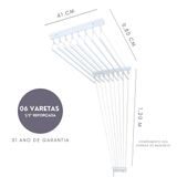 Varal De Teto Individual 80cm X 06 Varetas - Em Alumínio