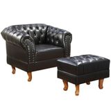 Kit Poltrona E Puff Chesterfield Duque Via Encanto Courano Preto