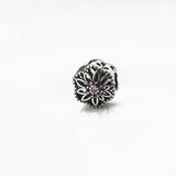 Berloque Bali Espaçador Flor Cravejado Zircônias Prata 925 Rosa