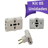 Kit 05un Adaptador Pino Universal Tomada Benjamim T