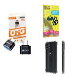 Kit Usb Para Tipo C + Capa Motorola Edge20 Pro + Película 9d