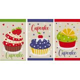 Pano De Prato Copa Atoalhado Teka Primore Cupcakes 3 Pçs