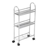 Carrinho Multiuso Organizador 41x18x84cm Rodas - Aço Inox