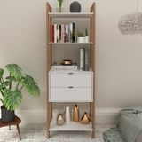 Estante para Livros Haia 2 Gavetas Yescasa Amêndoa/Branco