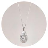 Colar Prata 925 Howlita Em Gota Estilo Carrara - Natural