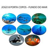 Jogo 8 Bolacha De Chopp Com Tartaruga Marinha Raias Tubarão