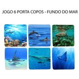 Jogo 6 Bolacha De Chopp Com Tartaruga Marinha Raias Tubarão