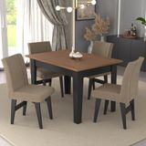 Conjunto Mesa De Jantar 120 Cm Com 4 Cadeiras Tokio Multimóveis Ex1004 Preto/madeirado/mascavo