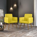 Kit 2 Cadeiras Escritório Poltrona Amarelo