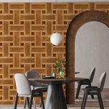 Kit 7 Rolos Papel De Parede Adesivo Madeira Mosaico 3,0m