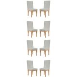 Kit 8 Cadeiras Estofadas Para Sala De Jantar Cinza Claro