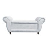 Recamier Com Baú Itália Namoradeira Calçadeira Suede Cinza
