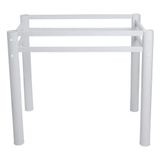 Base Quadrada Para Mesa Jantar Vidro Pedra Madeira 75x75cmb2 Cor:branco