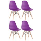 Kit 4 Cadeiras Charles Eames Eiffel Dsw Com Pés De Madeira Clara Roxo