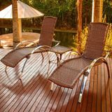 2 Espreguiçadeiras Caiobá E Mesa Em Alumínio - Piscina, Jardim Capuccino