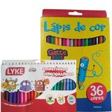 Kit Escolar 36 Lápis De Cor 24 Canetinha Infantil Papelaria