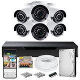 Kit Cftv 08 Canais 06 Cameras 1080p 3.6mm Hd500gb