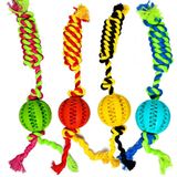 Brinquedo Pet Dental Play Para Morder Bolinha Com Corda 7x10x40cm