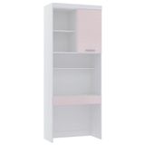 Bancada De Estudos Modulada 90cm 1 Porta Alpes Luciane Móveis Branco Pf Com Rosa Pf