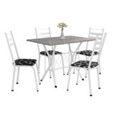 Conjunto De Mesa Itália New Com 4 Cadeiras 1,00m Artefamol Branco/granito Branco / Floral Preto