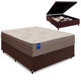 Cama Box Baú Casal Colchão De Espuma D33 Semi Ortopédico Extra Firme Marrom 138x188x71cm Marrom