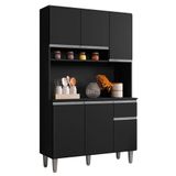 Kit Cozinha Compacta Márcia 105cm Com 6 Portas E 1 Gaveta Preto Fosco - Desk Design