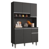 Kit Cozinha Compacta Márcia 105cm Com 6 Portas E 1 Gaveta Cinza Escuro - Desk Design