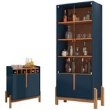 Barzinho 2 Portas 50522 E Cristaleira Para Sala 50519 Azul Cobalto Cedro Dcasa Azul Cobalto Cedro