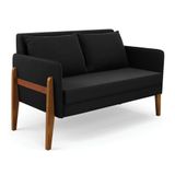 Namoradeira 2 Lugares Lana Suede Preto Base De Madeira - D&#39;rossi
