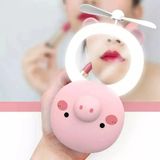 Mini Espelho Ventilador Portátil Led Usb Porquinho Hc Fan Porquinho/gatinho Rosa