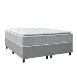 Cama Box Casal Colchão Molas Ensacadas Pillow 158x198x71cm Cinza/branco Umaflex - Suporta 120kg