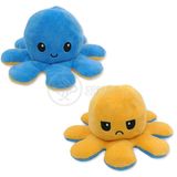 Polvo Reversível De Pelúcia Feliz E Bravo Azul E Amarelo