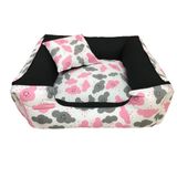 Cama Pet + Almofada P Cachorro Médio - Nuvem Rosa/preto