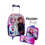 Kit Mochila Frozen De Rodinhas + Lancheira + Estojo + Potes