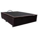 Base Box Baú Para Cama Viúva 128x188cm Liz S05 Suede Bordado Marrom - Mpozenato