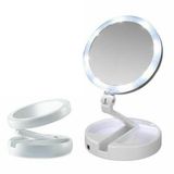 Espelho De Mesa Redondo Dobrável Com Led 15x15cm Redondo