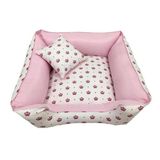 Cama Pet + Almofada P Cachorro Médio - Coroa Rosa