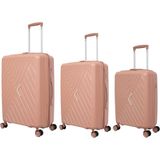 Conjunto De Malas Expansível Polipropileno Yins 21206 Cadeado Tsa Rodas Duplas 360 3pcs P/m/g Rosê