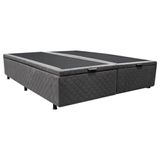 Base Box Baú Para Cama Casal Queen 158x198cm Bipartido Liz S05 Suede Bordado Cinza - Mpozenato