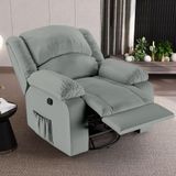 Poltrona Do Papai Reclinável Sala De Cinema Madrid Glider Manual Giratória Massagem Usb Pu Cinza G23