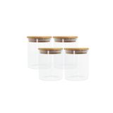 Conjunto De 4 Potes Herméticos De 400 Ml Com Tampa De Bambu