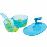 Kit Refeicao Infantil Com Divisoria Bowl E Colher 320ml Azul Buba