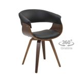 Cadeira De Jantar Betina Pu Preto Base Giratoria Rivatti