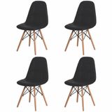 Kit 4 Cadeiras Charles Eames Eiffel Botone Preta Preto