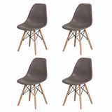 Kit 4 Cadeiras Mesa Charles Eames Eiffel Wood Fendi