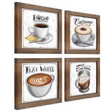 Quadro Decorativo Café Expresso Padaria Cozinha 12x12cm 2 Titulo Moldura Ypê